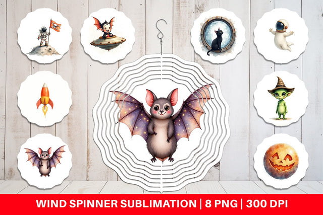 Wind Spinner Watercolor Spooky Space Cadets Sublimation artnoy 