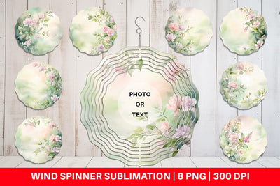 Wind Spinner Watercolor Spring Greenery Sublimation artnoy 