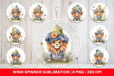 Wind Spinner Watercolor Spring Lion Sublimation artnoy 