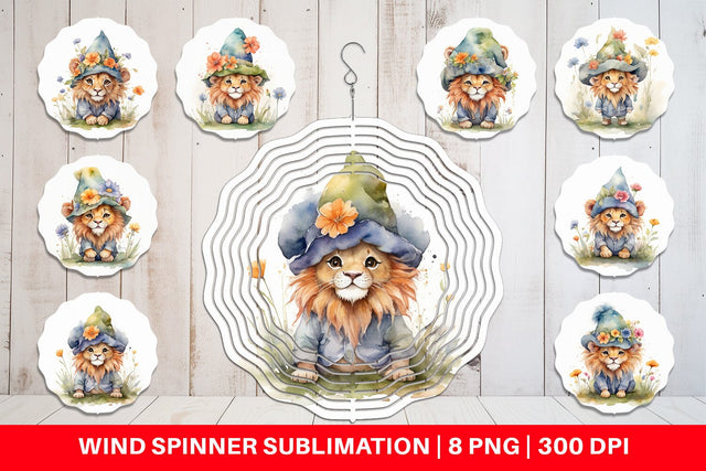 Wind Spinner Watercolor Spring Lion Sublimation artnoy 