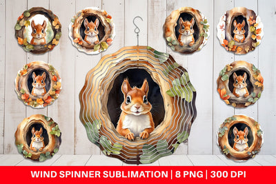 Wind Spinner Watercolor Squirrel Sublimation artnoy 