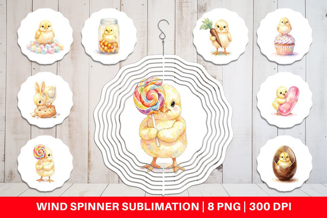 Wind Spinner Watercolor Sweet Candy Easter Chicks Sublimation artnoy 