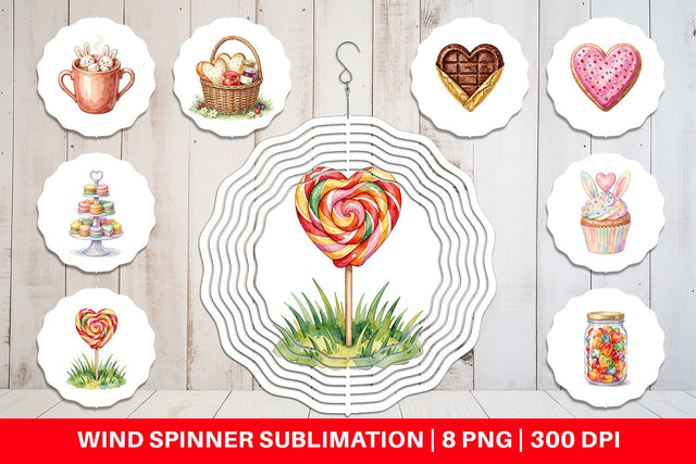 Wind Spinner Watercolor Sweet Easter Heart Treats Sublimation artnoy 