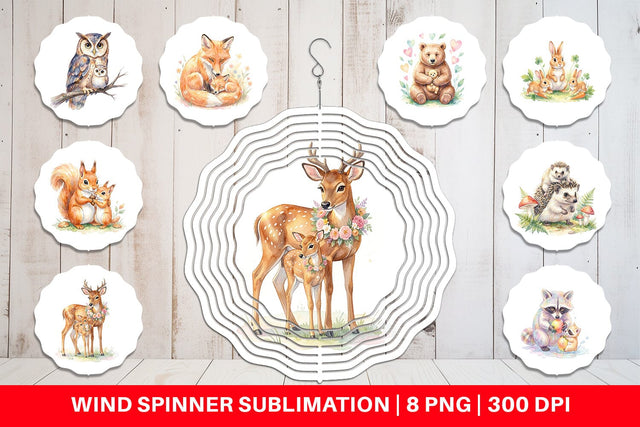 Wind Spinner Watercolor Sweet Forest Motherhood Sublimation artnoy 