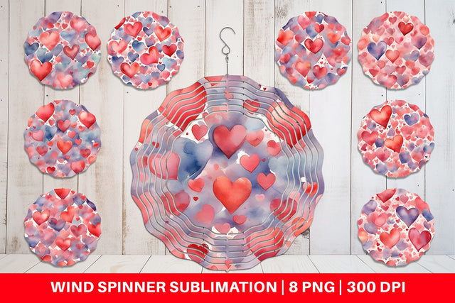 Wind Spinner Watercolor Texture Heart Sublimation artnoy 