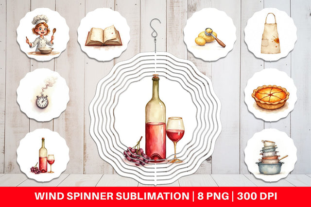 Wind Spinner Watercolor Thanksgiving Kitchen Chaos Sublimation artnoy 
