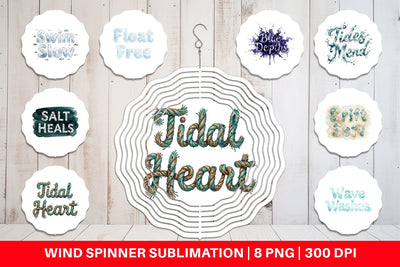 Wind Spinner Watercolor Tidal Fluid Blue Affirmations Sublimation artnoy 