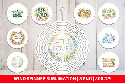Wind Spinner Watercolor Tropical Aloha Bee Quotes Sublimation artnoy 
