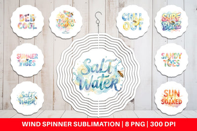 Wind Spinner Watercolor Tropical Summer Bee Vacation Quotes Sublimation artnoy 