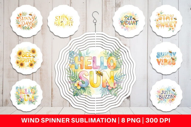 Wind Spinner Watercolor Tropical Sunshine Bee Quotes Sublimation artnoy 