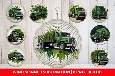 Wind Spinner Watercolor Truck Shamrocks Sublimation artnoy 