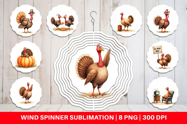 Wind Spinner Watercolor Turkey Day Off Sublimation artnoy 