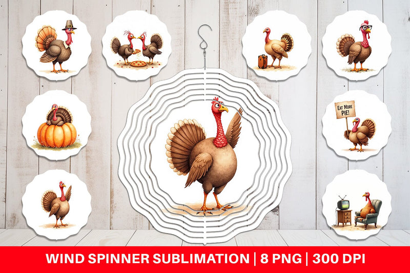 Wind Spinner Watercolor Turkey Day Off Sublimation artnoy 