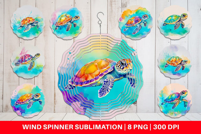 Wind Spinner Watercolor Turtle Sublimation artnoy 