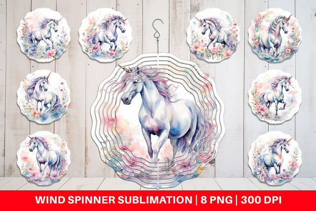 Wind Spinner Watercolor Unicorn Sublimation artnoy 