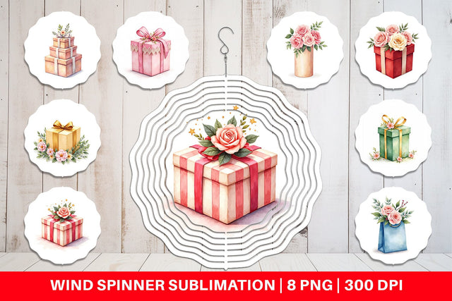 Wind Spinner Watercolor Vintage Christmas Gifts Sublimation artnoy 