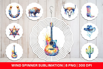 Wind Spinner Watercolor Western Cowgirl Sublimation artnoy 