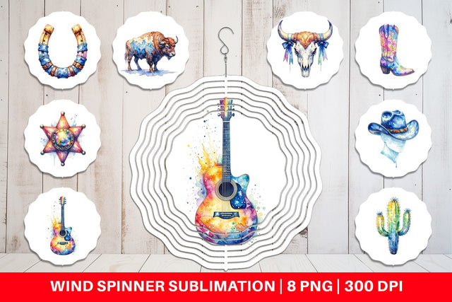 Wind Spinner Watercolor Western Cowgirl Sublimation artnoy 