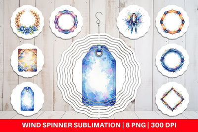 Wind Spinner Watercolor Western Frame Sublimation artnoy 