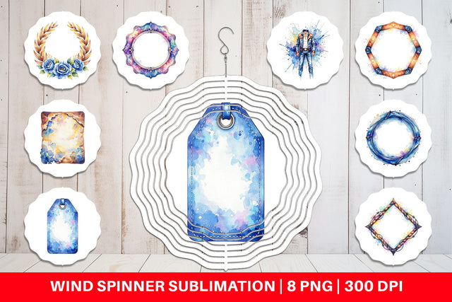Wind Spinner Watercolor Western Frame Sublimation artnoy 