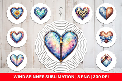 Wind Spinner Watercolor Western Heart Sublimation artnoy 