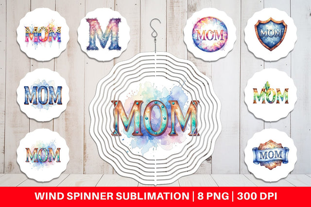 Wind Spinner Watercolor Western Mom Sublimation artnoy 