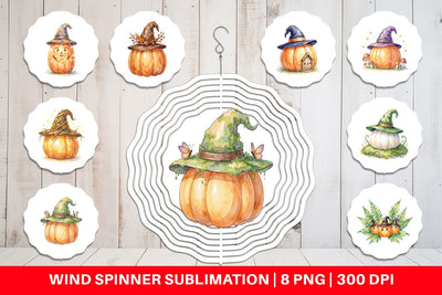 Wind Spinner Watercolor Whimsical Woodland Witch Hat Sublimation artnoy 