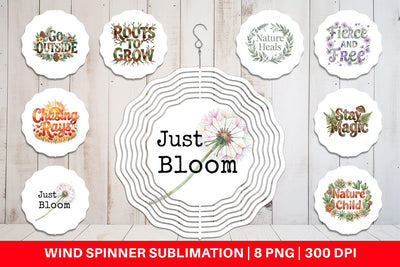 Wind Spinner Watercolor Wildflower Boho Growth Quote Sublimation artnoy 