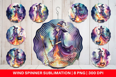 Wind Spinner Watercolor Witch Sublimation artnoy 