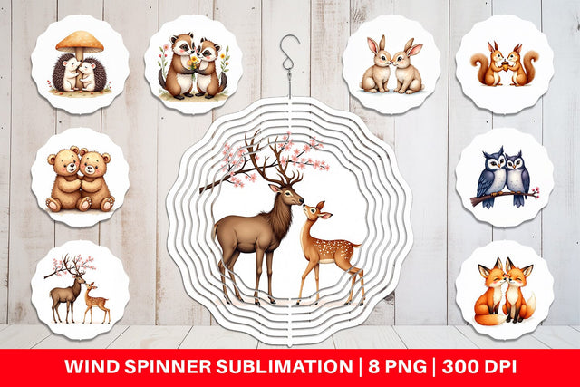 Wind Spinner Watercolor Woodland Romance Sublimation artnoy 