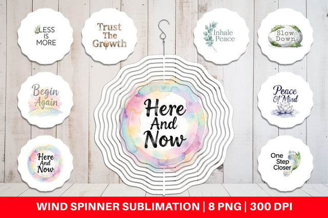 Wind Spinner Watercolor Zen Botanical Minimal Quote Sublimation artnoy 