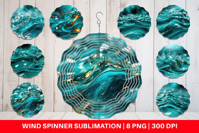 Wind Spinner Wavy Turquoise Fluid Sublimation artnoy 
