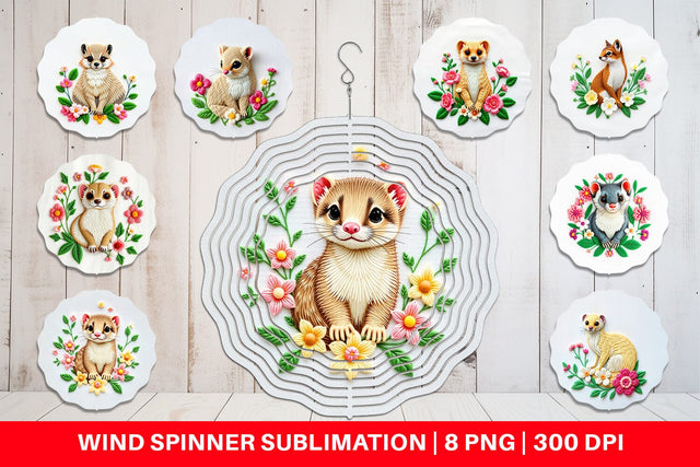 Wind Spinner Weasel Embroidery Sublimation artnoy 