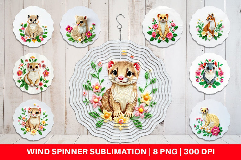 Wind Spinner Weasel Embroidery Sublimation artnoy 
