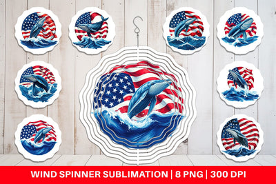 Wind Spinner Whale 4th of July Sublimation artnoy 