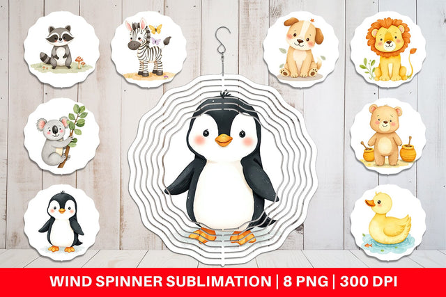 Wind Spinner Whimsical Animal Parade Sublimation artnoy 