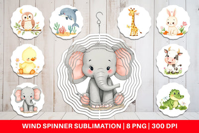 Wind Spinner Whimsical Animal Parade Sublimation artnoy 