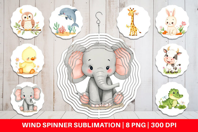 Wind Spinner Whimsical Animal Parade Sublimation artnoy 