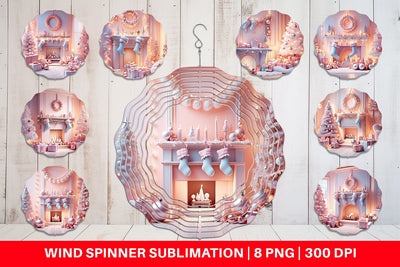 Wind Spinner Whimsical Christmas Scene Sublimation artnoy 