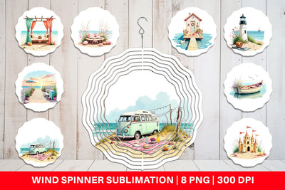 Wind Spinner Whimsical Coastal Escape Sublimation artnoy 