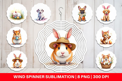 Wind Spinner Whimsical Easter Pets Sublimation artnoy 