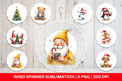 Wind Spinner Whimsical Holiday Friends Sublimation artnoy 