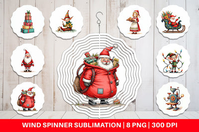 Wind Spinner Whimsical Santa Workshop Sublimation artnoy 