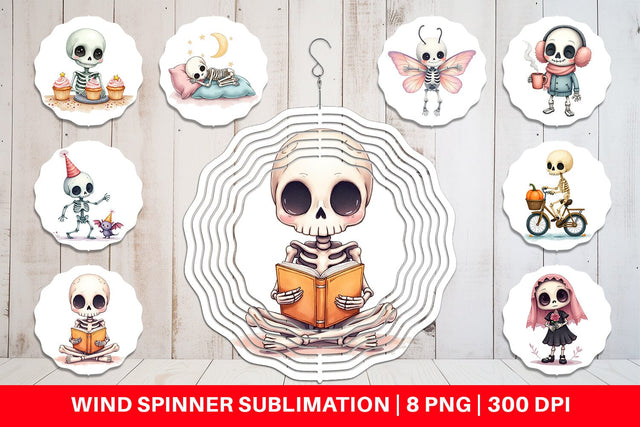 Wind Spinner Whimsical Skeletons Sublimation artnoy 