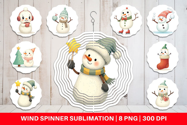 Wind Spinner Whimsical Snowman Christmas Sublimation artnoy 