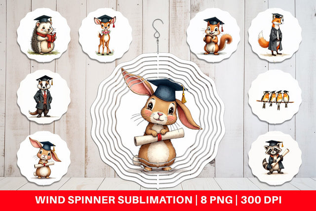 Wind Spinner Whimsical Woodland Graduates Sublimation artnoy 