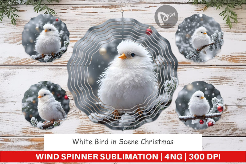 Wind Spinner White Bird Christmas Sublimation artnoy 