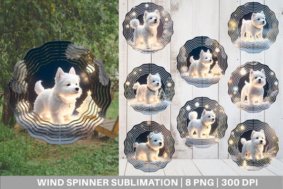 Wind Spinner White Dog Scene Christmas Sublimation artnoy 