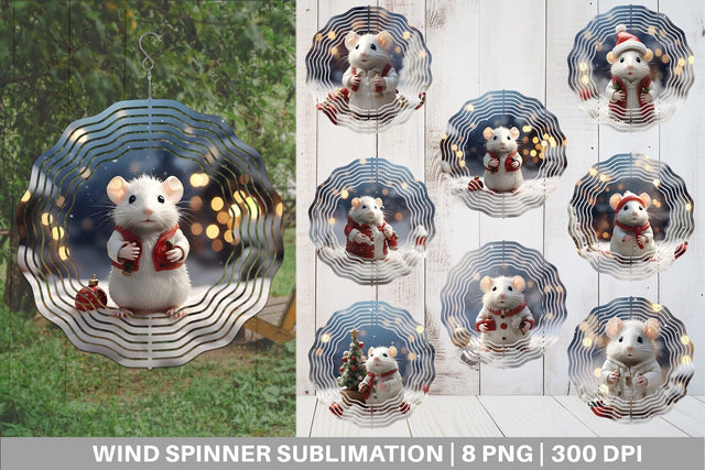 Wind Spinner White Rat Christmas Sublimation artnoy 