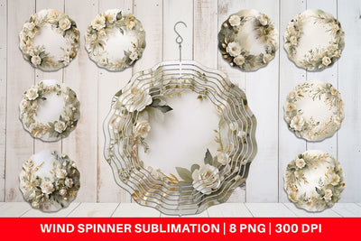Wind Spinner White Wedding Flower Sublimation artnoy 